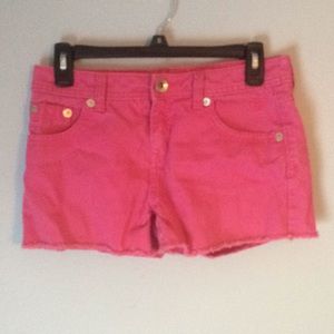 Pink denim shorts